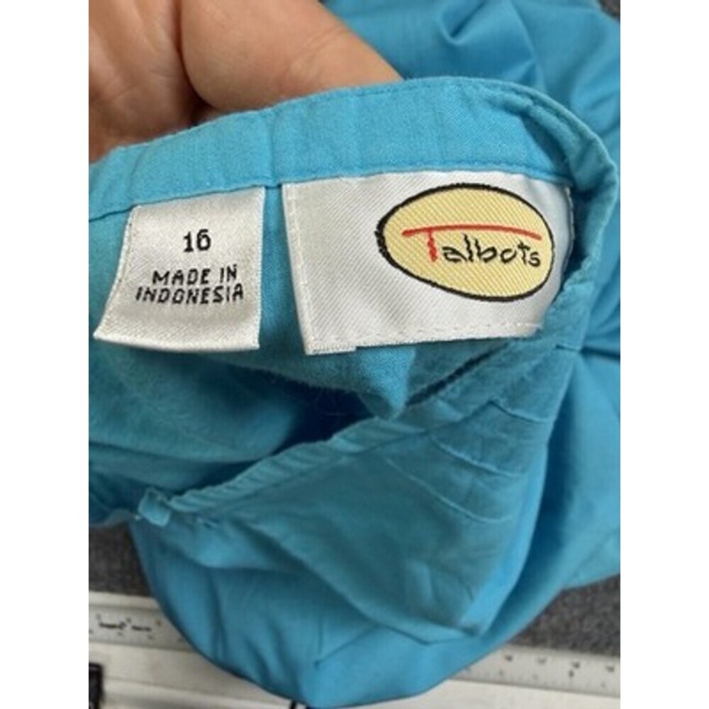 Talbots Women's Size 16 Pleated A-Line Skirt Turquoise Blue Midi Knee Length - Picture 8 of 9